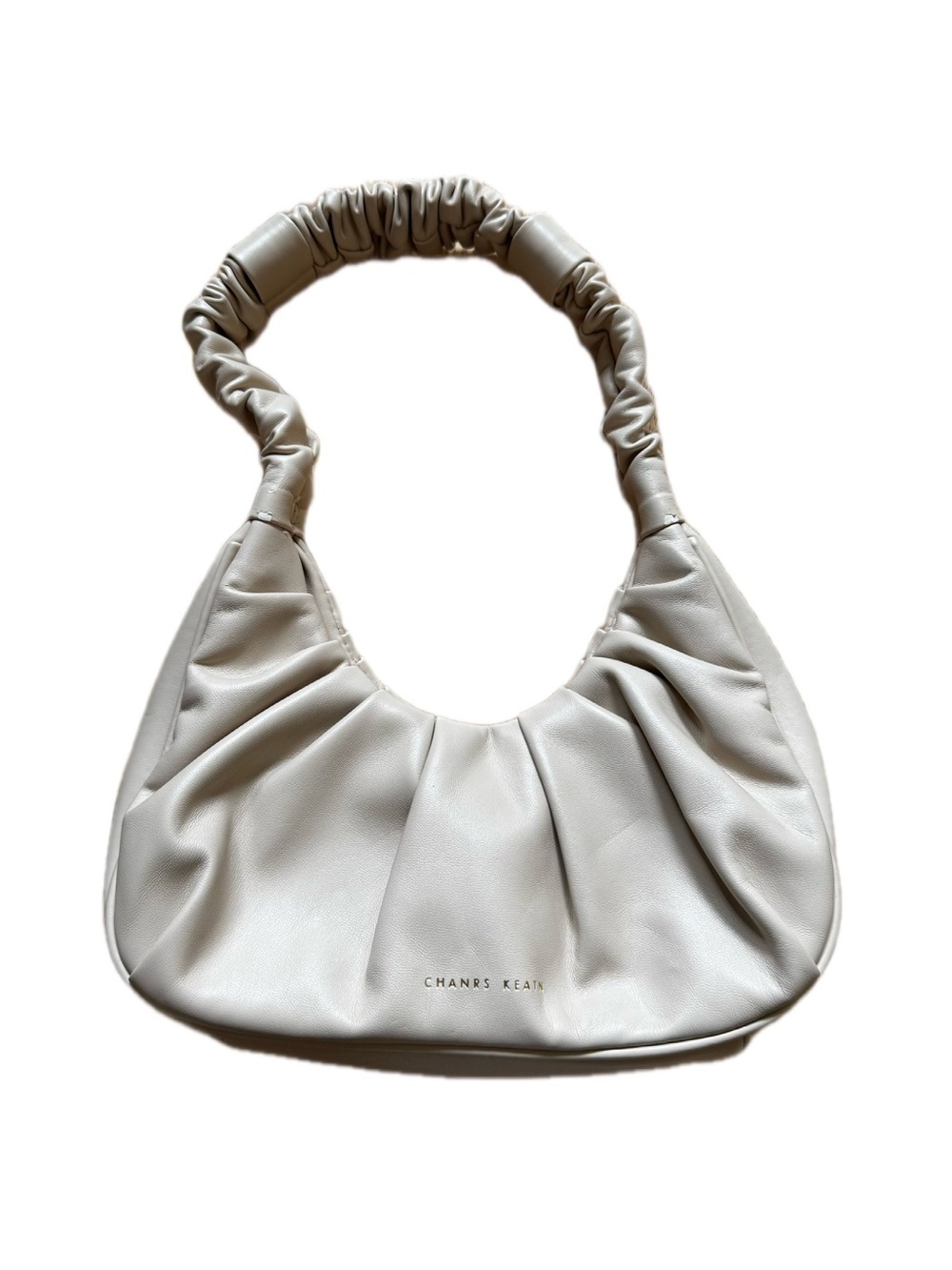 Chanrs Keatn Light Cream Ruched Hobo Bag